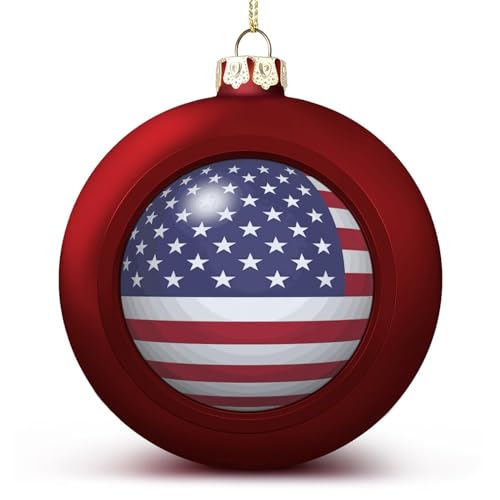 Frohe Weihnachten Nationalflagge Ball Ornament Rot Vereinigte Staaten von Amerika, Flagge der Vereinigten Staaten von Amerika, Weihnachtskugel, Ornamente für Weihnachtsbaum, hängendes Andenken für von LUIJORGY