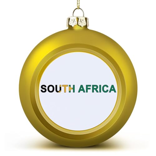 Goldene Südafrika Weihnachtskugel, Südafrika-Flagge, Kugel, Ornament, Nationalflagge, Weihnachtsschmuck für Weihnachtsbaum, Neujahr, saisonale Feiertagsdekoration, Weihnachtsgeschenke für Freunde von LUIJORGY