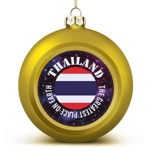 Goldene Thailand Weihnachtskugel-Ornamente, Thailand-Flaggen-Ball-Ornament, Nationalflagge, Weihnachtsschmuck für Weihnachtsbaum, Neujahr, saisonale Feiertagsdekoration, Weihnachtsgeschenke für von LUIJORGY