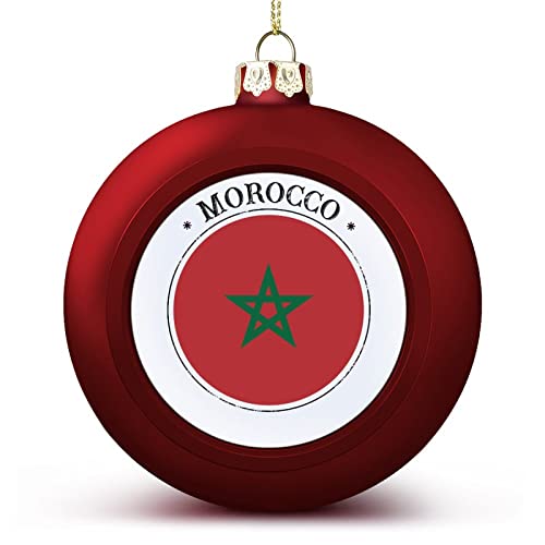 Marokko Weihnachtskugel, Ornament, Marokko-Flagge, Kugel, Ornamente, Nationenflagge, hängende Ornamente, Andenken, Souvenir für Weihnachtsbaumdekoration, saisonale Feiertage, Partyzubehör von LUIJORGY