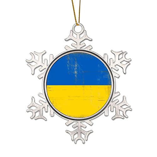 LUIJORGY Metall Weihnachtsdeko Schneeflocke Ukraine Nationalflagge Winter Christbaumschmuck Weihnachten Souvenir Sammlerstück Neujahr Party Dekoration von LUIJORGY