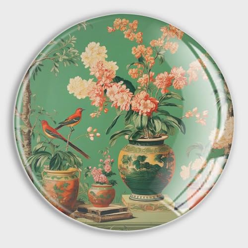 Ming Vase grün Chinoiserie Kühlschrankmagnete Glas kleine runde Kühlschrankmagnete Chinoiserie Asiatische Mehrzweck-Magnete für Kühlschrank, Spind, Whiteboard, Werbetafel, Küche, Büro, Schule von LUIJORGY