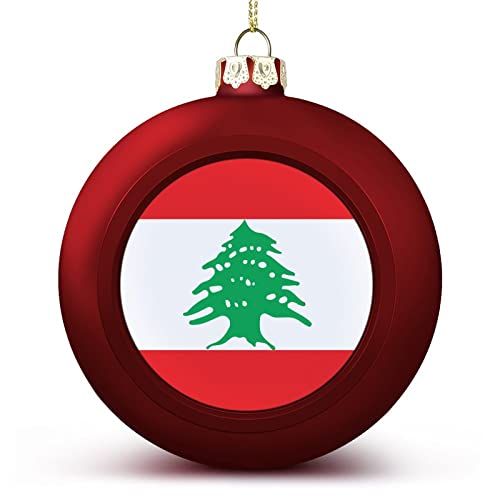 National Flag Ball Ornaments, Libanon Flag Ball Ornaments for Christmas Tree Decoration, Red Lebanon Christmas Ball Ornament Xmas Baubles For Kids Friends von LUIJORGY
