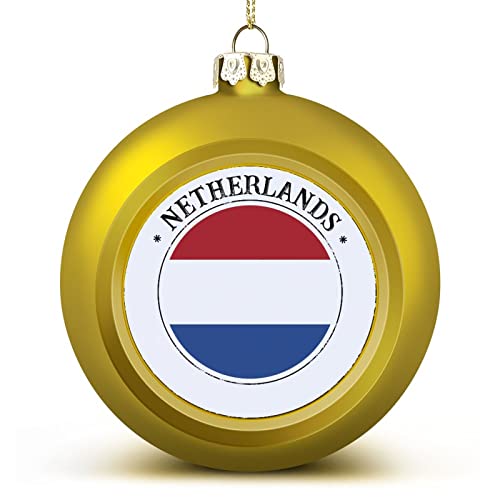 LUIJORGY National Flag Ball Ornaments, Niederlande Flagge Ball Ornamente für Weihnachtsbaumdekoration, goldene Niederlande Weihnachtskugel Ornament Weihnachtskugeln für Kinder Freunde von LUIJORGY