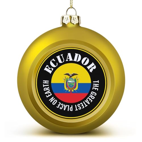 Nationalflagge Ball Ornamente, Ecuador Flagge Ball Ornamente für Weihnachtsbaumdekoration, goldene Ecuador Weihnachtskugel Ornament Weihnachtskugeln für Kinder Freunde von LUIJORGY