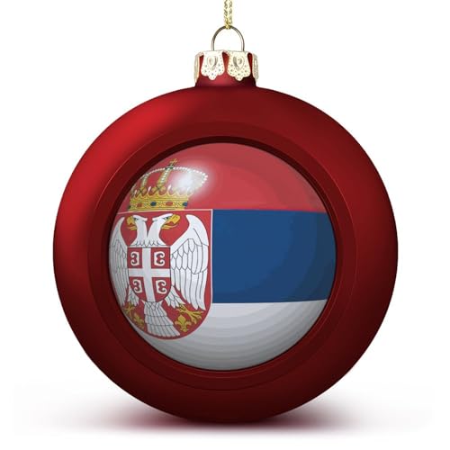 Nationalflagge Ball Ornamente, Serbien Flagge Ball Ornamente für Weihnachtsbaum Dekoration, rote Serbien Weihnachtskugel Ornament Weihnachtskugeln für Kinder Freunde von LUIJORGY