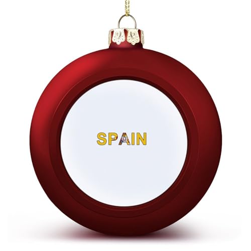 Nationalflagge Ball Ornamente, Spanien Flagge Ball Ornamente für Weihnachtsbaumdekoration, rote Spanien Weihnachtskugel Ornament Weihnachtskugeln für Kinder Freunde von LUIJORGY