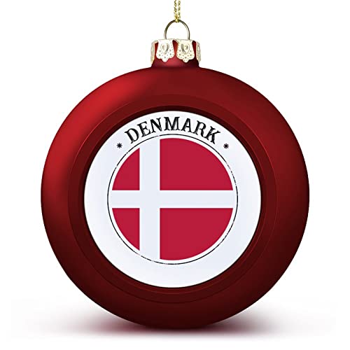 Rote Dänemark Weihnachtskugel-Ornamente, Dänemark-Flagge, Kugel-Ornament, Nationalflagge, Weihnachtsschmuck für Weihnachtsbaum, Neujahr, saisonale Feiertagsdekoration, Weihnachtsgeschenke für Freunde von LUIJORGY