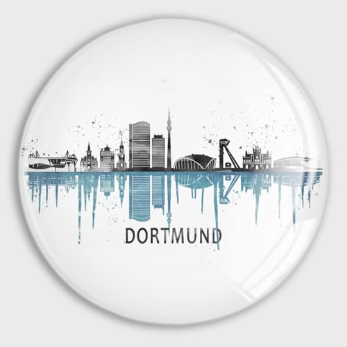 Runde Kühlschrankmagnete, Deutschland, Dortmund, Stadtlandschaft, Reflexion, Skyline, Glas, Kühlschrankmagnete, Dekor für Kühlschrank, Spind, Whiteboard, Magnettafel, Schränke, Klassenzimmer, von LUIJORGY