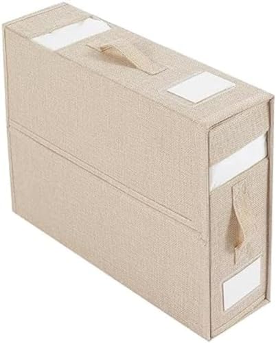 Bettlaken-Aufbewahrungsbox, Leinen Faltbar Aufbewahrungsbox Für Bettlaken Und Bettbezüge, Sichtfenster Zusammenklappbare Aufbewahrungstasche Für Bettwäsche Mit Reißverschluss (Beige) von LUISAS