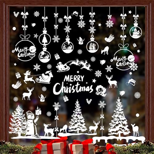 Fensterbilder Weihnachten Selbstklebend, Weihnachts Fensterbilder, 256 Fensterdeko Weihnachten, PVC Schneeflocken Fensterbilder Weihnachten von LUISAS