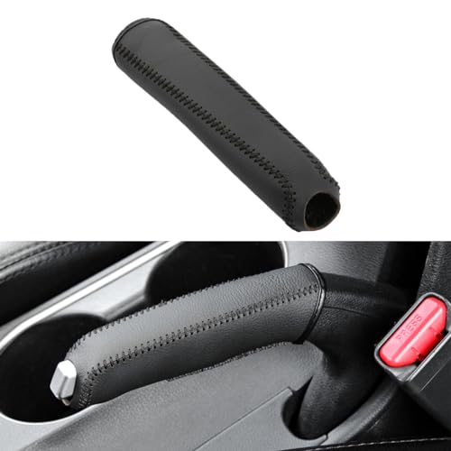 LUISAS Auto-Handbremsabdeckung für FIAT Brava/Bravo (Type 182 199) 5-Doors 1995-2014, Leder-Anti-Rutsch-Griffschutzabdeckung Innenzubehör,All Black von LUISAS