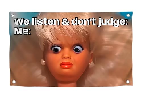 90 x 150 cm große Frauenflagge mit Zitat "We Listen and We Don't Judge" mit vier Messingösen – Polyester College Dorm Banner für Wanddekoration – einseitige Schlafzimmerpuppenflaggen für den Innen von LUIVU