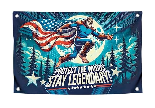 90 x 152 cm einseitiges Polyester-Banner mit Zitat "Protect the Woods, Stay Legendary" – cooler Wandteppich mit vier Messingösen – Wandflagge für Wohnheim, Jungen, Hof oder Camping-Dekoration 90 x 152 cm einseitiges Polyester-Banner mit Zitat "Protect the Woods, Stay Legendary" – cooler Wandteppich mit vier Messingösen – Wandflagge für Wohnheim, Jungen, Hof oder Camping-Dekoration von LUIVU