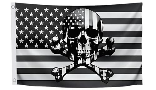 Amerikanische Totenkopf-Flaggen mit 2 Messingösen, 90 x 150 cm – Piraten-USA-Flagge oder schwarze US-Bootsflaggen oder Banner, Männerhöhle, Totenkopfknochen, lustig, Militärflagge, Messingösen für Amerikanische Totenkopf-Flaggen mit 2 Messingösen, 90 x 150 cm – Piraten-USA-Flagge oder schwarze US-Bootsflaggen oder Banner, Männerhöhle, Totenkopfknochen, lustig, Militärflagge, Messingösen für von LUIVU