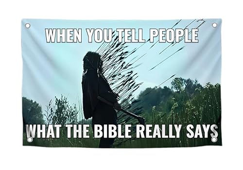 Coole christliche Flaggen mit Zitat "When You Tell People What The Bible Really Says" mit vier Messingösen, einseitige christliche Flagge, Raumdekoration, Polyester, cooler Wandteppich für Coole christliche Flaggen mit Zitat "When You Tell People What The Bible Really Says" mit vier Messingösen, einseitige christliche Flagge, Raumdekoration, Polyester, cooler Wandteppich für von LUIVU