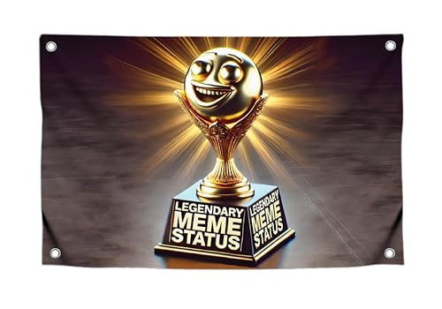Lustige Flaggen, goldene Figur mit Zitat "Legendärer Meme-Status" mit vier Messingösen, einseitig, coole Wandteppich-Flagge, einzigartiges Polyester-Poster für Schlafzimmer, Herren und Lustige Flaggen, goldene Figur mit Zitat "Legendärer Meme-Status" mit vier Messingösen, einseitig, coole Wandteppich-Flagge, einzigartiges Polyester-Poster für Schlafzimmer, Herren und von LUIVU