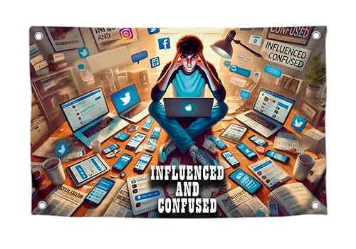 Lustige Flaggen mit Zitat "Influenced and Confused" mit vier Messingösen, einseitiger Meme-Wandteppich, Polyester-Poster für Schlafzimmer, Dekoration, cooles Banner für Jungen und Mädchen, 90 x 150 cm Lustige Flaggen mit Zitat "Influenced and Confused" mit vier Messingösen, einseitiger Meme-Wandteppich, Polyester-Poster für Schlafzimmer, Dekoration, cooles Banner für Jungen und Mädchen, 90 x 150 cm von LUIVU