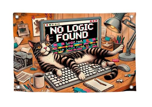 Lustige Meme-Flagge mit Zitat "No Logic Found", mit vier Messingösen, einseitig, kreative Flagge für College oder drinnen draußen, Polyester, coole Tapisserie-Flaggen für Zimmer, Männer und Mädchen Lustige Meme-Flagge mit Zitat "No Logic Found", mit vier Messingösen, einseitig, kreative Flagge für College oder drinnen draußen, Polyester, coole Tapisserie-Flaggen für Zimmer, Männer und Mädchen von LUIVU