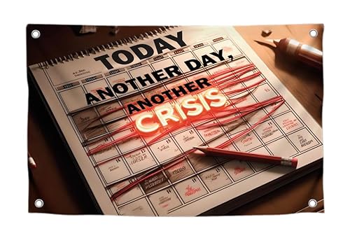 Lustige Meme-Flagge mit Zitat "Today Another Day, Another Crisis" mit vier Messingösen, einseitige Flagge für College oder drinnen draußen, Polyester, coole Tapisserie-Flaggen für Zimmer, 90 x 150 cm Lustige Meme-Flagge mit Zitat "Today Another Day, Another Crisis" mit vier Messingösen, einseitige Flagge für College oder drinnen draußen, Polyester, coole Tapisserie-Flaggen für Zimmer, 90 x 150 cm von LUIVU
