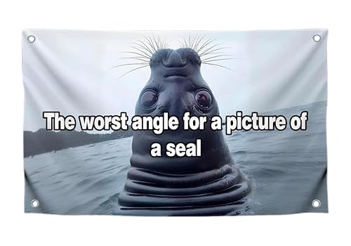 Lustige Wandflagge mit Zitat "The Worst Angle for a Picture of a Seal Meme with Four Brass Grommets - Polyester Tapestry for Room Guys - Funny Dorm Room Flags for Bedroom College Decor von LUIVU