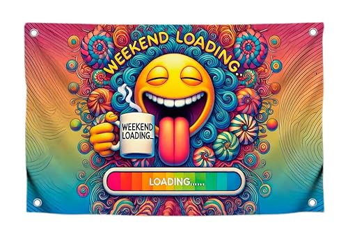 Lustige helle Flagge mit Zitat "Weekend Loading", tolles Poster mit vier Messingösen, einseitig, coole Meme-Flagge für Studentenwohnheim, Polyester, cooler Wandteppich für Schlafzimmer, Mann Lustige helle Flagge mit Zitat "Weekend Loading", tolles Poster mit vier Messingösen, einseitig, coole Meme-Flagge für Studentenwohnheim, Polyester, cooler Wandteppich für Schlafzimmer, Mann von LUIVU
