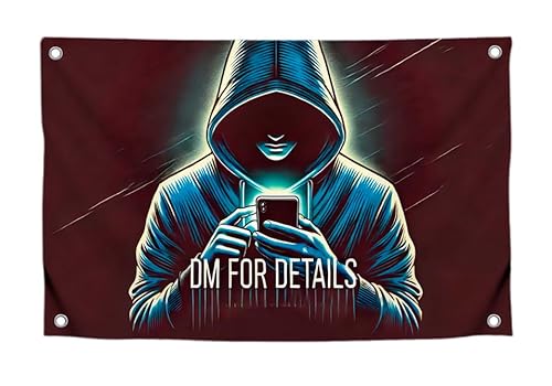 Lustige helle Flagge mit jungem Mann mit Zitat "Dm For Details" mit vier Messingösen, einseitige Meme-Flagge für Studentenwohnheim, Polyester, cooler Wandteppich für Schlafzimmer, Frauen und Männer Lustige helle Flagge mit jungem Mann mit Zitat "Dm For Details" mit vier Messingösen, einseitige Meme-Flagge für Studentenwohnheim, Polyester, cooler Wandteppich für Schlafzimmer, Frauen und Männer von LUIVU