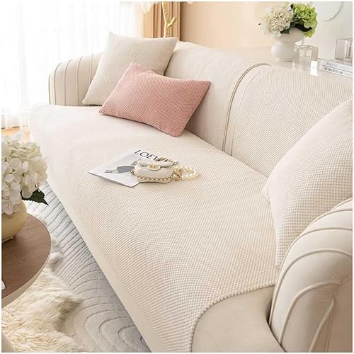 Furniture Cover Thick Plush Sofa Cover 1 2 3 4 Seater, Universal Furniture Cover Corner Sofa Cover L Shape Sectional Couch Cover Furniture Protector for Living Room (Color : Beige, Size : 90X180CM) von LUIVZD