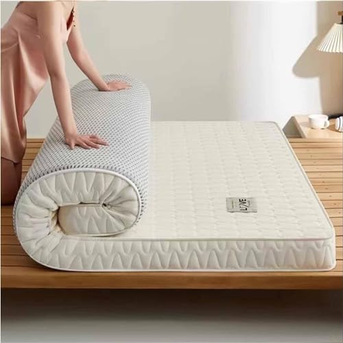 LUIVZD Japanese Floor Mattress Futon Mattress, Foldable & Portable Floor Lounger Bed Easy to Foldable and Portable, Suitable for Indoor and Outdoor (Color : Weiss, Size : 90x200cm(35 * 79inch)) von LUIVZD