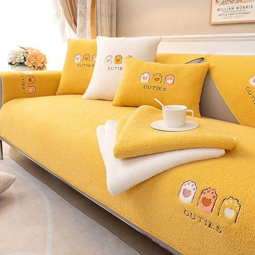 LUIVZD Teilbare Couchbezüge Couchbezüge for L-förmiges Sofa, 1/2/3/4-Sitzer, Rutschfester Sofabezug, Dicke Winter-Sofa-Schonbezüge, Couch-Möbelschutz (Color : Yellow, Size : 70X150CM) von LUIVZD