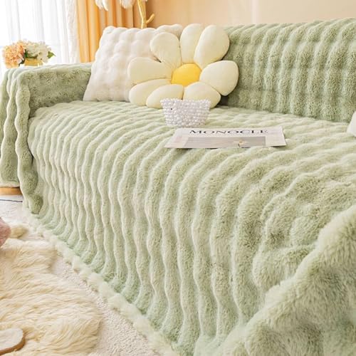 LUIVZD Teilbare Couchbezüge Sofa-Handtuch, 1/2/3-Sitzer, Flauschig Weicher Plüsch, Dekorativer Sofakissenbezug, Super Hautfreundlicher Sofaschutz (Color : Green, Size : 180 * 420cm) von LUIVZD