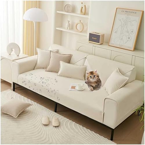 Möbelbezug L-Form Ecksofabezug Wasserdicht Sofa Couch Überwurfdecke Katzensofa Kratzschutz Hundedecke (Farbe: Beige, Größe: 110 x 210 cm) von LUIVZD