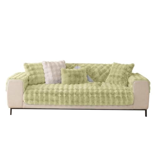 Teilbare Couchbezüge Gemütlicher, Rutschfester Plüsch-Sofabezug, Flauschiger, Dicker Plüsch-Sofakissen-Fell-Möbelschutz, L-förmige 1-, 2- Und 3-Sitzer-Couchbezüge ( Color : Green , Size : 110*110CM ) von LUIVZD