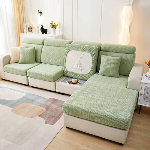 Teilbare Couchbezüge Sofa-Sitzkissenbezüge, Universeller Elastischer Plaid-Sofabezug for 1-, 2-, 3- Und 4-Sitzer, Rutschfester Wohnmöbel-Schutzbezug (Color : Green, Size : Large S Cover) von LUIVZD