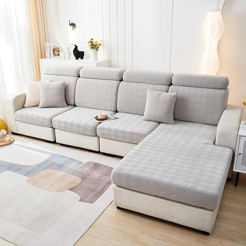 Teilbare Couchbezüge Sofa-Sitzkissenbezüge, Universeller Elastischer Plaid-Sofabezug for 1-, 2-, 3- Und 4-Sitzer, Rutschfester Wohnmöbel-Schutzbezug (Color : Light Grey, Size : BACKREST Cover) von LUIVZD