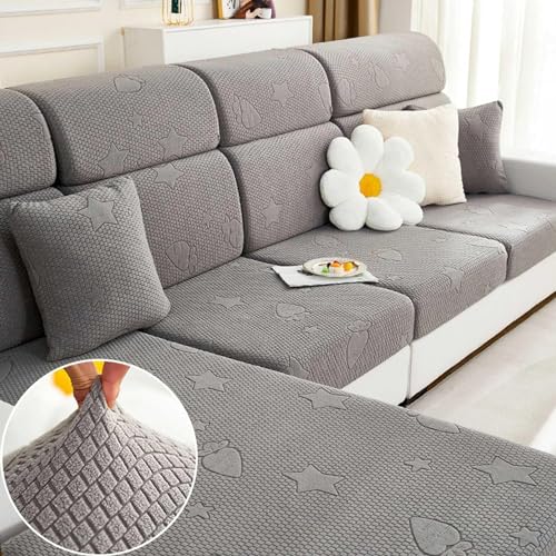Teilbare Couchbezüge Sofa-Sitzkissenbezug, Hochelastischer Sofabezug for 3-, 1-, 2- Und 4-Sitzer In L-Form, Sofabezug Aus Spandex-Jacquard-Stoff (Color : Dark Gray, Size : BACKREST Size M) von LUIVZD