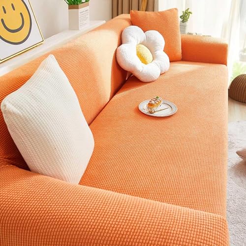 Upgraded Couch Covers- Couch Covers L Shape, High Stretch Sofa Covers for 1 2 3 4 Seater, Sofa Slipcovers Couch Furniture Protector for Pets Kids Dog Cat (Color : Orange, Size : 3 Seater) von LUIVZD