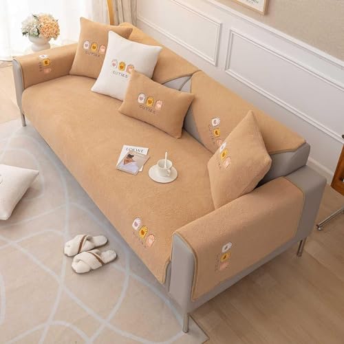 Upgraded Couch Covers- L Shape Sofa Cover 1 2 3 4 Seater, Soft Winter L Shape Sofa Slipcovers, Couch Covers Furniture Protectors for Pets Kids Dog Cat (Color : Khaki, Size : 110X210CM) von LUIVZD