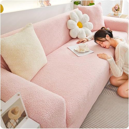 Upgraded Couch Covers- Sofa Cover L Shape, High Stretch Warm Winter Sofa Covers for 1 2 3 4 Seater, Corner Furniture Protector Covers for Kids Pets (Color : Pink, Size : 2 Seater) von LUIVZD