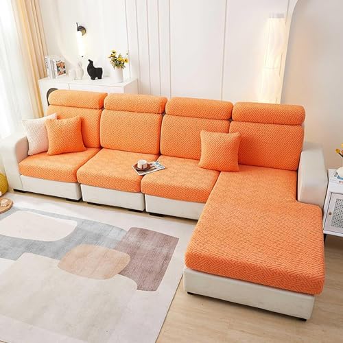 Upgraded Couch Covers- Sofa Seat Cushion Covers, Sofa Cover for 3 1 2 4 Seater Corner Couch Slipcover Replacement, Jacquard Elastic Protector for Separate Cushion (Color : Orange, Size : Large S COV von LUIVZD