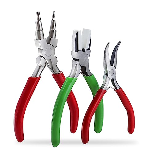 3-teiliges Schmuckzangen-Set aus Karbonstahl, 6-in-1, Schlaufenzange, gebogene Spitzzange für Schmuckherstellung, Nylon-Nasenzange 3-teiliges Schmuckzangen-Set aus Karbonstahl, 6-in-1, Schlaufenzange, gebogene Spitzzange für Schmuckherstellung, Nylon-Nasenzange von LUJIAXI