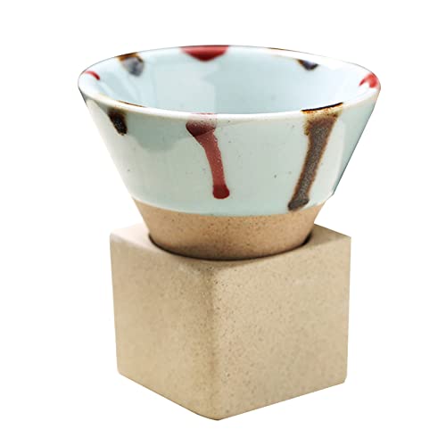 Keramik-Kaffeetassen, raue Keramik, Teetasse, japanischer Latte-Pull-Blume, Porzellan, Kaffeetassen mit Boden, für Küche, Reisebecher von LUJIAXI