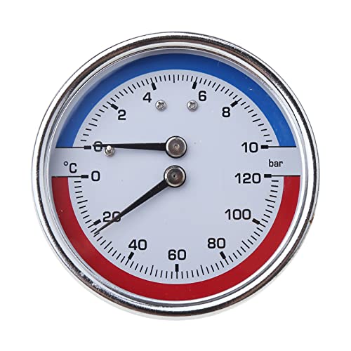 LUJIAXI Geeignet für Fußbodenheizungssets, Thermomanometer, Kesseltemperatur-Manometer, Messgeräte von 0–10 Bar 0–120 °C LUJIAXI Geeignet für Fußbodenheizungssets, Thermomanometer, Kesseltemperatur-Manometer, Messgeräte von 0–10 Bar 0–120 °C von LUJIAXI