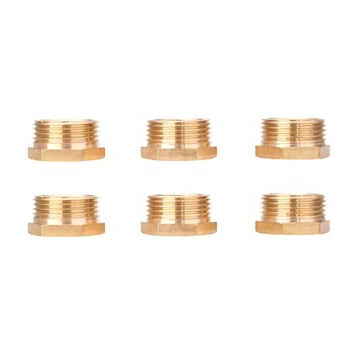 Reduzierstück für Messingbuchsen, 1,9 cm Außengewinde auf 1,27 cm Innengewinde, Rohrverschraubung, Schlauch, Atapter, Reduzierrohrverbinder, 6 Stück von LUJIAXI