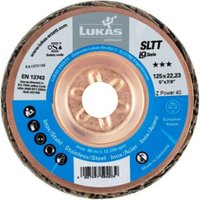 LUKAS Fächerschleifscheibe SLTT (ZA-Power), flach-schräg für Stahl und INOX,Ø 125 mm, Körnung: 40 von LUKAS-ERZETT