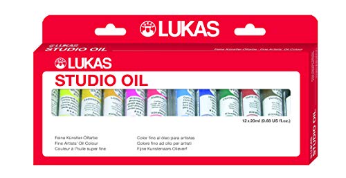 LUKAS STUDO OIL, Ölfarbe in Premium-Qualität, Set mit 12 x 20 ml Farbtuben im Karton-Etui von LUKAS