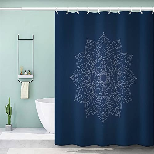 Duschvorhang 120x180 Antischimmel Duschvorhang Böhmen Mandala Blau Shower Curtains Wasserdichter Badezimmervorhang Waschbar Duschvorhänge mit 12 Haken von LUKAVA