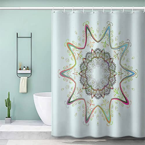 Duschvorhang 120x180 Antischimmel Duschvorhang Böhmen Mandala Bohemien Shower Curtains Wasserdichter Badezimmervorhang Waschbar Duschvorhänge mit 12 Haken von LUKAVA