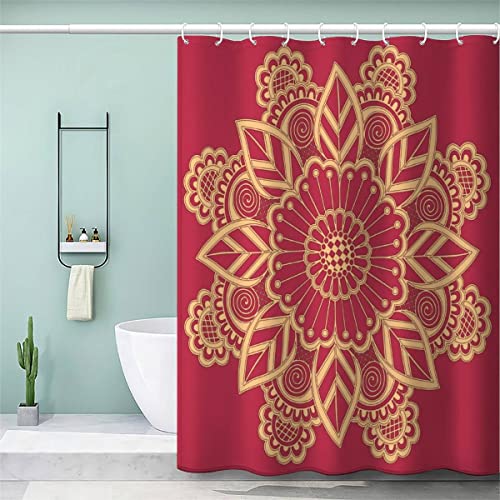 Duschvorhang 120x180 Antischimmel Duschvorhang Mandala Böhmen Orientalischer Stil Shower Curtains Wasserdichter Badezimmervorhang Waschbar Duschvorhänge mit 12 Haken von LUKAVA