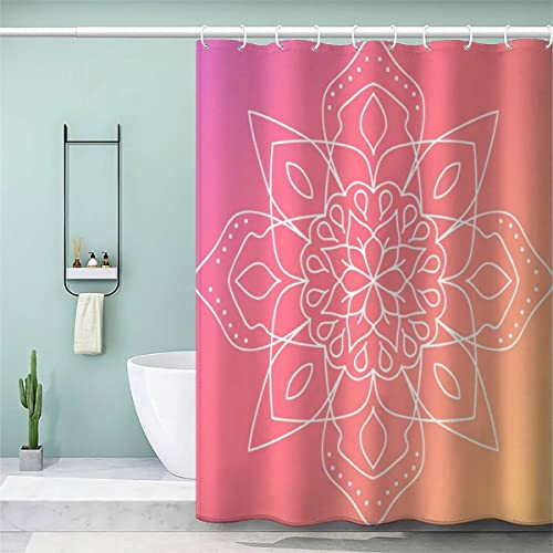 Duschvorhang Böhmen Mandala 3D Wasserdicht Duschvorhang Textil Rosa Badezimmer Badewanne Vorhänge mit 12 Ring Duschvorhang Bunt 240x200 cm von LUKAVA